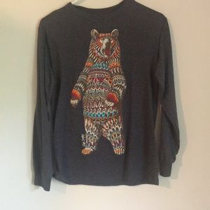 Grey long sleeve with geometric bear, size S